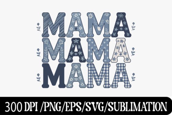Blue Floral MAMA Repeating Text Design Review