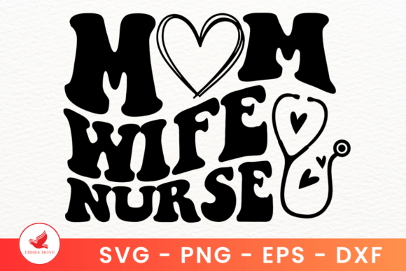 Mom Wife Nurse Wavy SVG: A Retro-Inspired Design for Real Embroidery Use